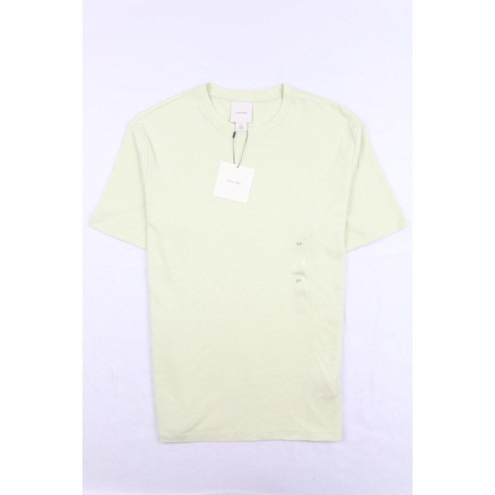 Calvin Klein Mens T Shirt Green Sz S Crew Neck Tonal Embroidered Cotton Textured